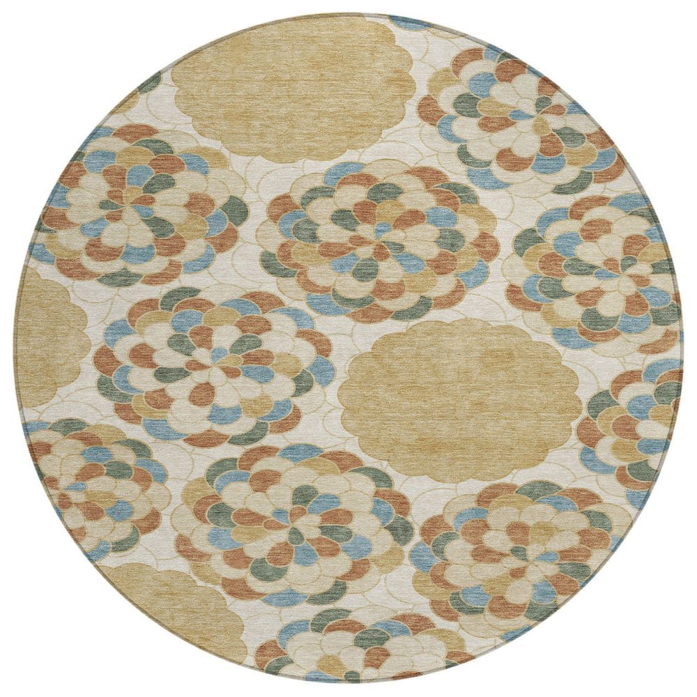 Chantille Machine Washable Indoor/Outdoor Abstract ACN2466 Beige 8 ft. x 8 ft. Round Rug price history on PriceWatchPro