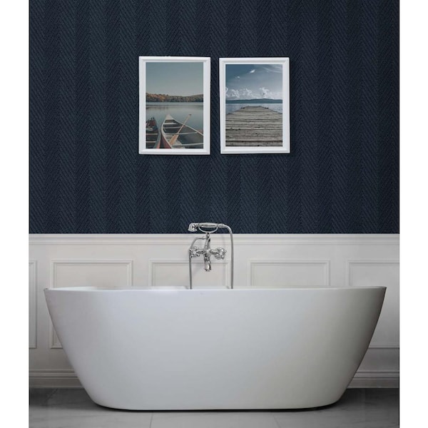 60.75 sq. ft. Tedlar Deep Navy Throw Knit High Performance Vinyl Unpasted Wallpaper Roll