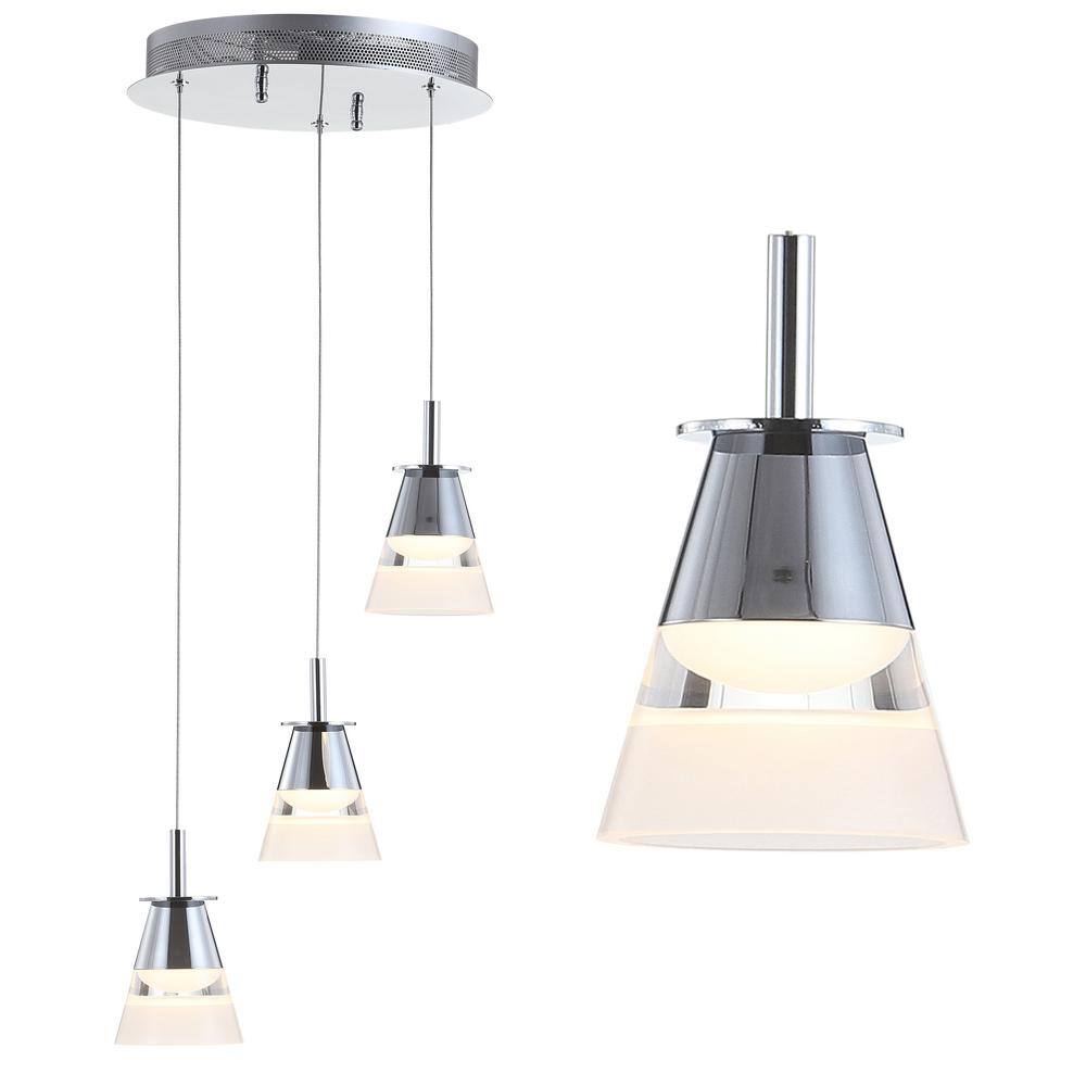 Alain Modern 12.5" Chrome 3-Light Adjustable Cluster LED Pendant