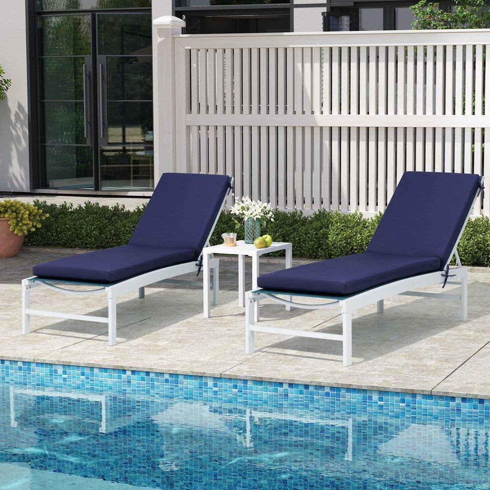 71 x 21 x 2.75 in. Outdoor Chaise Lounge Cushions 2-Pieces Replacement Patio Cushion with Removable Cover in Navy Blue price history on PriceWatchPro