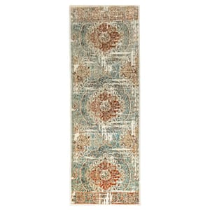 Bodhi Canal Blue 2 ft. 7 in. x 8 ft. Oriental Medallion Canal Indoor Farmhouse Polypropylene Area Rug