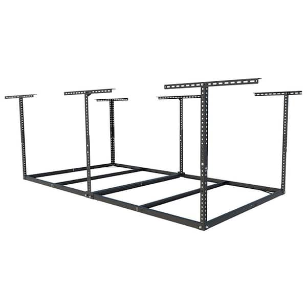 FLEXIMOUNTS Black Adjustable Height Overhead Garage Storage Rack (96 in W x 48 in D)