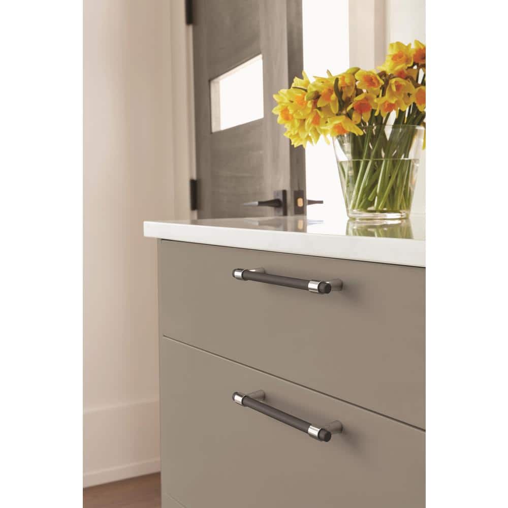 Modern Matte Black and Chrome Bar Cabinet Pull