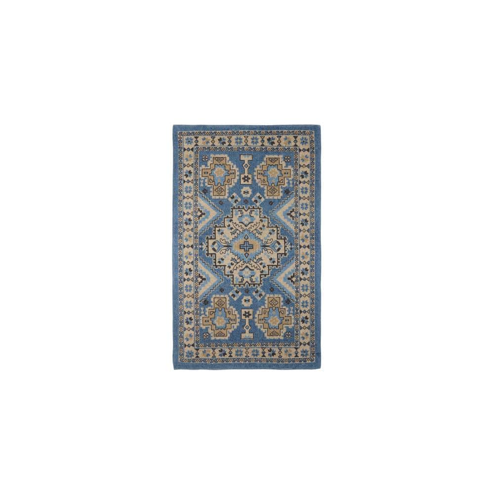 Halyn Ink Blue Cotton 36" x 60" Rectangular Accent Rug