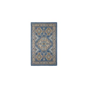 Halyn Ink Blue 3 ft. x 5 ft. Stonewash Printed Cotton Accent Rug