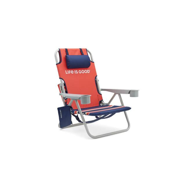 Life Is Good Orange Daisy Aluminum Folding Beach Chair