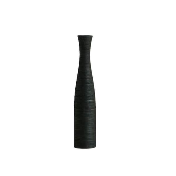 15.7 in. Modern Rustic Farmhouse Black Ceramic Bottle Decorative