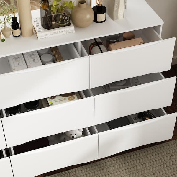 FUFU&GAGA 9-Drawer White Wood Chest of Drawer Modern Style 31.5 in