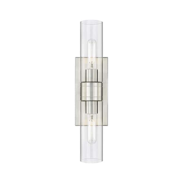 Innovations Ballston Urban 18 in. 2-Light Satin Nickel Vanity Light with Glass Shade