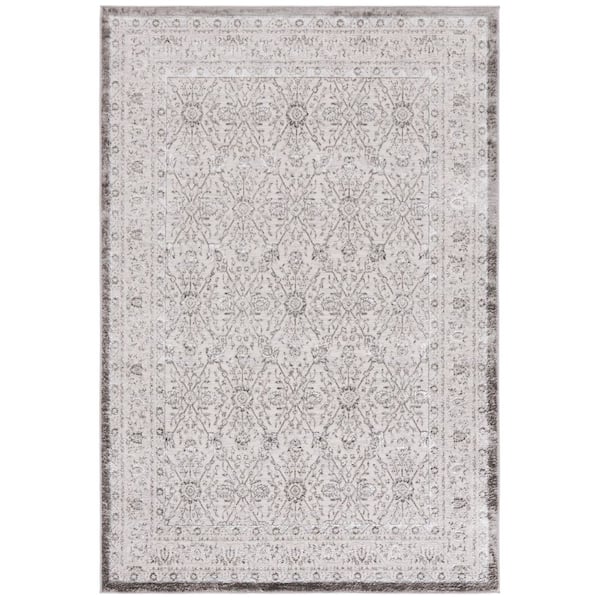 Orchard 9 ft. x 12 ft. Gray/Silver Ornate Floral Border Area Rug