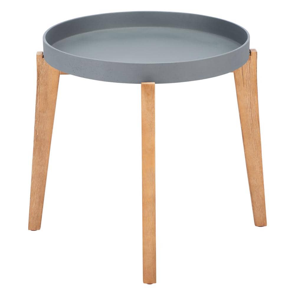Charlen 24'' Gray and Natural Acacia Wood Side Table