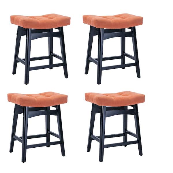 TIRAMISUBEST TD Garden Metal Outdoor Dining Chair with Orange Cushions (4-Pack)