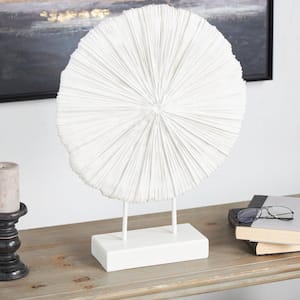 23 in. Cream Resin Textured Round Coral Sculpture with Elevated Stand