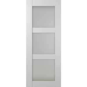 Smart Pro 3-Lite 18 in. W. x 80 in. No Bore Frosted Glass Polar White Composite Wood Interior Door Slab