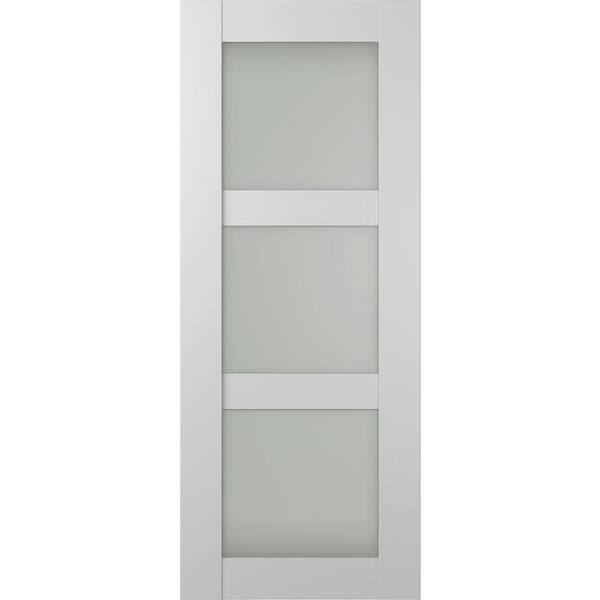 Belldinni Smart Pro 3Lite 28 in. x 84 in. No Bore Frosted Glass Polar White Composite Wood Interior Door Slab
