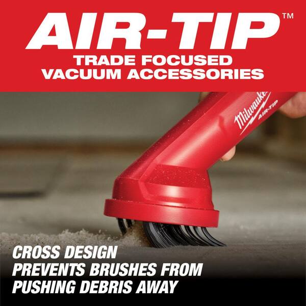 Milwaukee AIR-TIP 1-1/4 in. - 2-1/2 in. Cross Brush Tool, 3-IN-1 Crevice and Brush Tool, and Claw Utility Nozzle w/Brushes