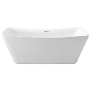62 in. Acrylic Flatbottom Non-Whirlpool Bathtub in Glossy White with Matte Oil Rubbed Bronze Drain