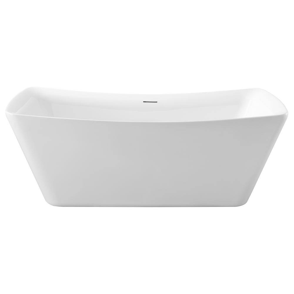 Streamline 62 in. Acrylic Flatbottom Non-Whirlpool Bathtub in Glossy ...