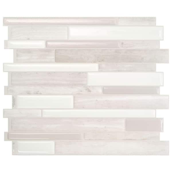 smart tiles Milano Fabrini Taupe 11.55 in. x 9.63 in. Vinyl Peel and Stick Tile (2.80 sq. ft./ 4-pack)