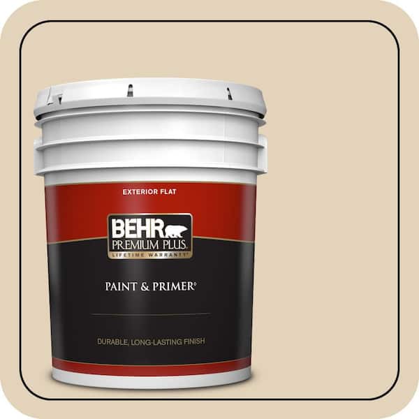 BEHR PREMIUM PLUS 5 gal. #BXC-50 Stucco White Flat Exterior Paint & Primer