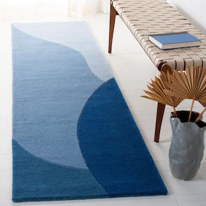 Fifth Avenue Blue 2 ft. x 10 ft. Geometric Abstract Runner Rug