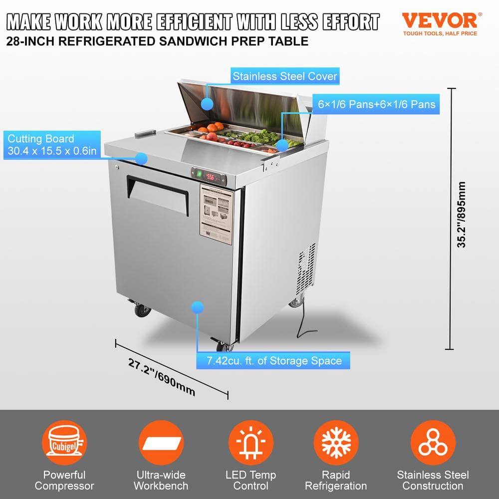 Stainless Steel Commercial Food Prep Table with Refrigerator