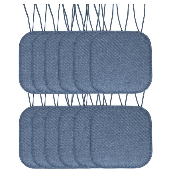 Sweet Home Collection Brown, Houndstooth Stitch Memory Foam U-Shaped 16 in. x 16 in. Non-Slip Indoor/Outdoor Chair Seat Cushion (12-Pack)