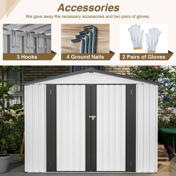 ToolCat 8 ft. W x 6 ft. D Outdoor Metal Storage Shed All Weather