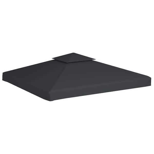 Zeus & Ruta 10 ft. x 10 ft. Gray Coffee Canopy Top Replacement Patio Pavilion Cover UV30 Sunshade (2-Tier)