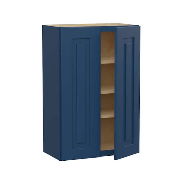 Home Decorators Collection Grayson 24 in. W x 12 in. D x 36 in. H Assembled Plywood Wall Kitchen Cabinet in Mythic Blue with Soft Close