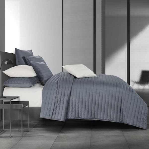 Unbranded Valletta 3-Pieces Steel Blue Full/Queen Polyester Quilt Set