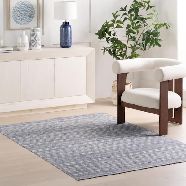 Skipper Stripe Handwoven Navy 5 ft. x 7 ft. Outdoor Area Rug