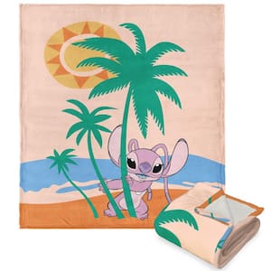 Lilo & Stitch Angel Beach Multicolor Silk Touch Sherpa Polyester Throw Blanket