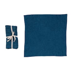 18 in. W x 0.25 in. H Blue Stonewashed Linen Dinner Napkins (Set of 4)