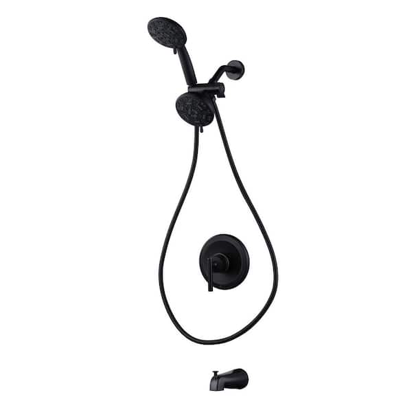 Single Handle 7-Spray Shower Faucet 1.8 GPM Dual Handheld Shower Head Combo with Tub Spout in Bronze (Valve Included)