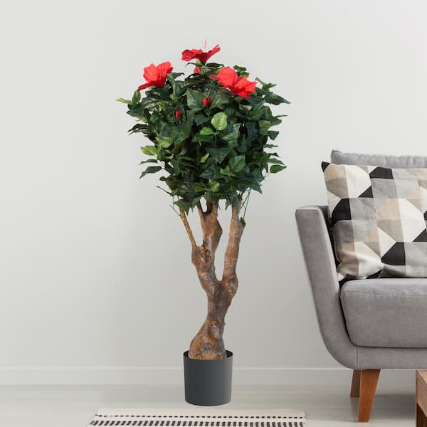Pure Garden 48 in. Artificial Hibiscus Tree with Flowers