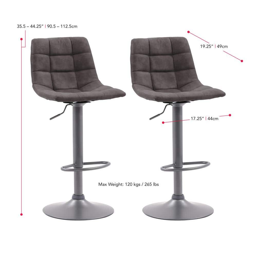 Palmer Distressed Grey Adjustable Swivel Barstool Set
