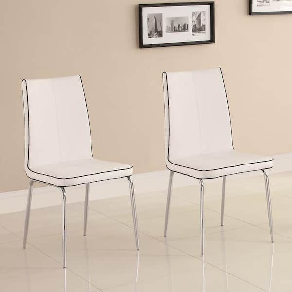 HomeSullivan Bergen White Faux Leather Contemporary Side Chair (Set of 2)
