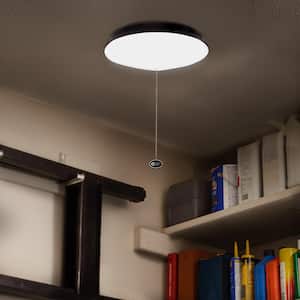 10 in. Oil Rubbed Bronze Closet Light with Pull Chain LED Flush Mount Ceiling Light 900 Lumens 12W Bright White 4000K