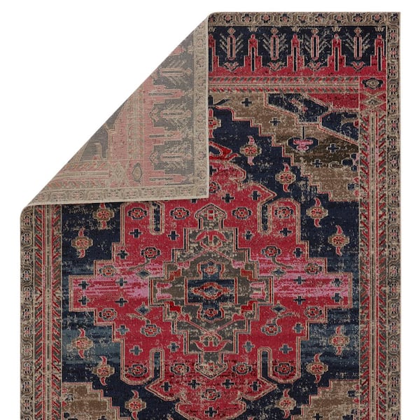 Azriel Pink/Blue 7 ft. 6 in. x 9 ft. 6 in. Medallion Rectangle Indoor-Outdoor Area Rug
