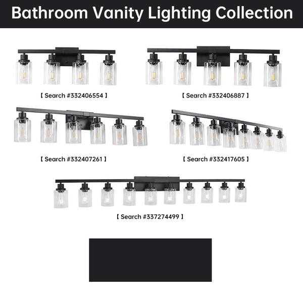 Lasaideal 36 in. 6-Light Black Vanity Lights Fixture with No