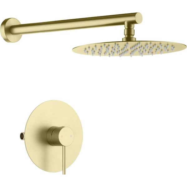 1-Handle 1-Spray Shower Faucet 1.8 GPM with Corrosion Resistant, Pressure Balance Wall Mount in Brushed Gold