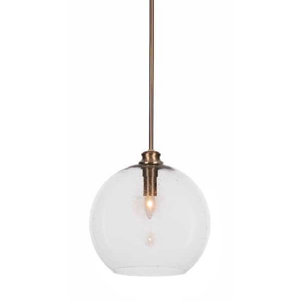 Unbranded Langdale 60-Watt 1-Light New Age Brass Shaded Mini Pendant Light with Glass Shade