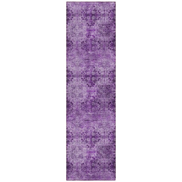 Addison Rugs Chantille ACN557 Eggplant 2 ft. 3 in. x 7 ft. 6 in. Machine Washable Indoor/Outdoor Geometric Runner Rug