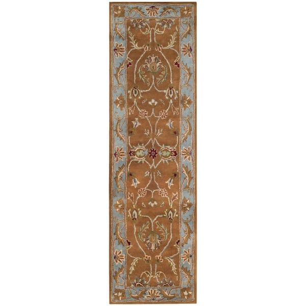 Heritage Brown/Blue 2 ft. x 14 ft. Floral Antique Runner Rug