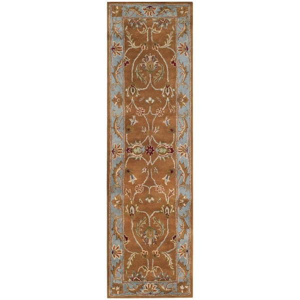 SAFAVIEH Heritage Brown/Blue 2 ft. x 14 ft. Floral Antique Runner Rug