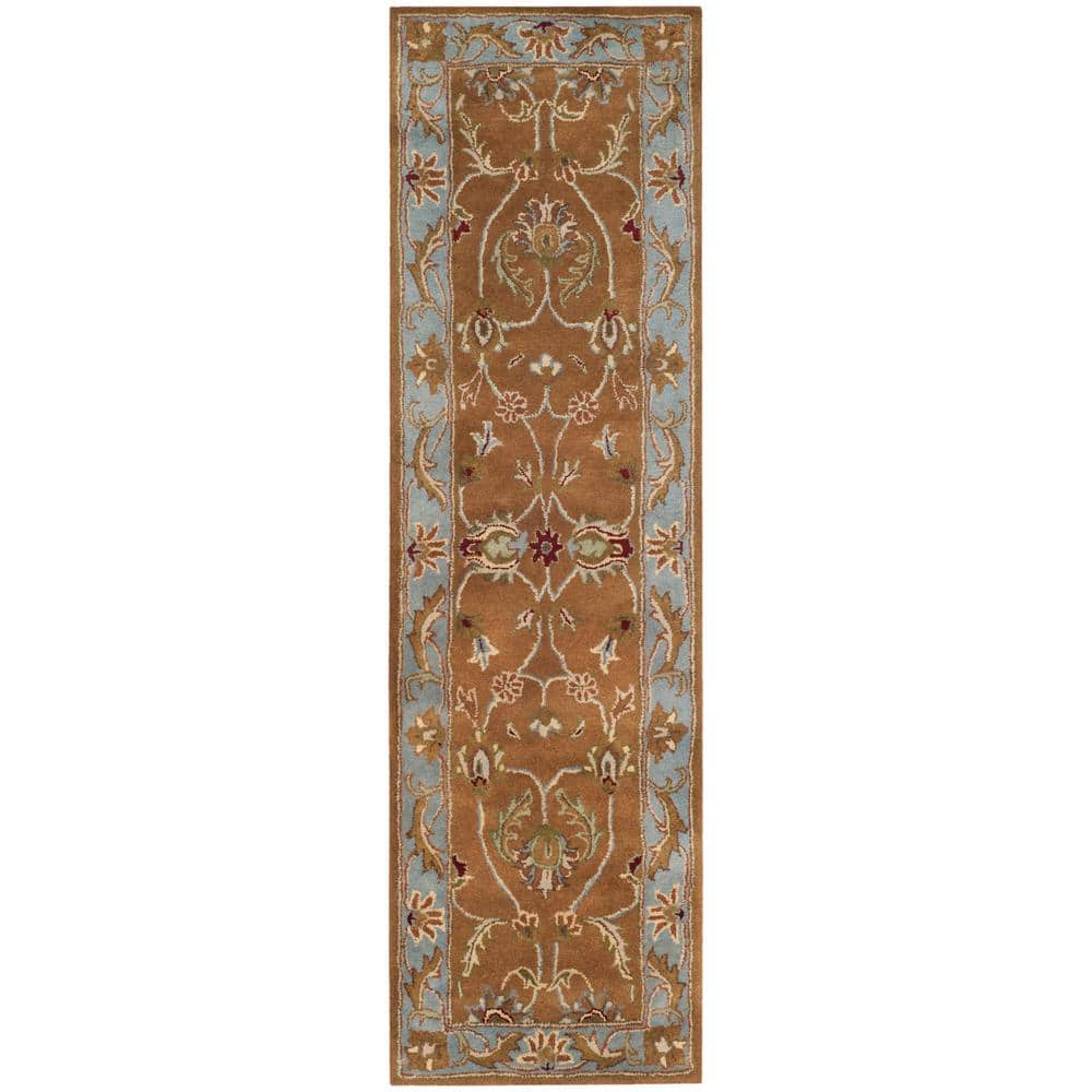 Hand-Tufted Blue and Brown Wool Runner Rug
