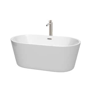 Carissa 5 ft. Acrylic Flatbottom Non-Whirlpool Bathtub in White with Brushed Nickel Trim and Faucet