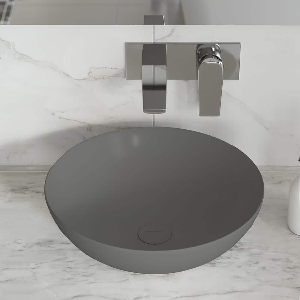 Matte Gray Ceramic 16" Above-Counter Vessel Sink