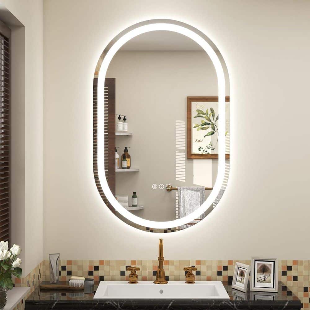 20 in. W x 30 in. H Oval Frameless Super Bright 192 LEDs/M Lighted Anti-Fog Tempered Glass Wall Bathroom Vanity Mirror price history on PriceWatchPro